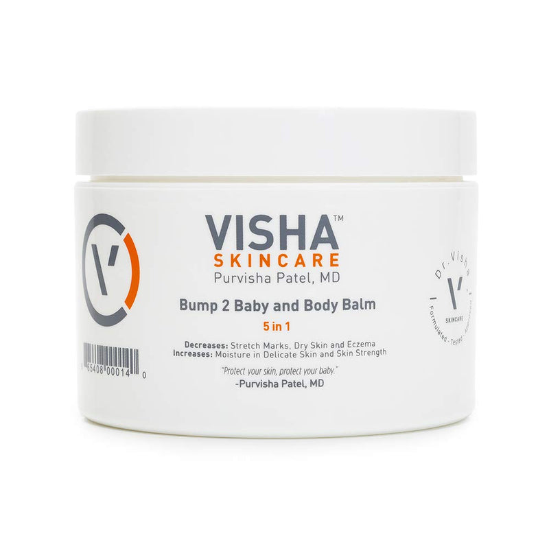 Visha Skincare Bump 2 Baby 5 in 1 Multitasking Body Balm, Soothes and Relieves Dry, Itchy Skin and Stretch Marks, Safe to Use During Pregnancy and Nursing and for Baby Massage 10 oz 10 Ounce (Pack of 1) - BeesActive Australia