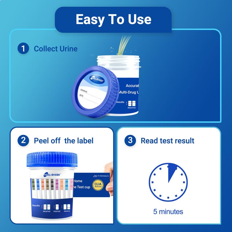 6 Pack 16 Panel Multi Drug Urine Test Kit, HEAL-CHECK Urine Drug Test Cup for Home or Workplace, Screens for Fen (Fentanyl), THC, AMP, BUP, BAR, BZO, COC, MET, MDMA, OPI, MTD, OXY, PCP, PPX, TCA, TML 6 PACK - BeesActive Australia