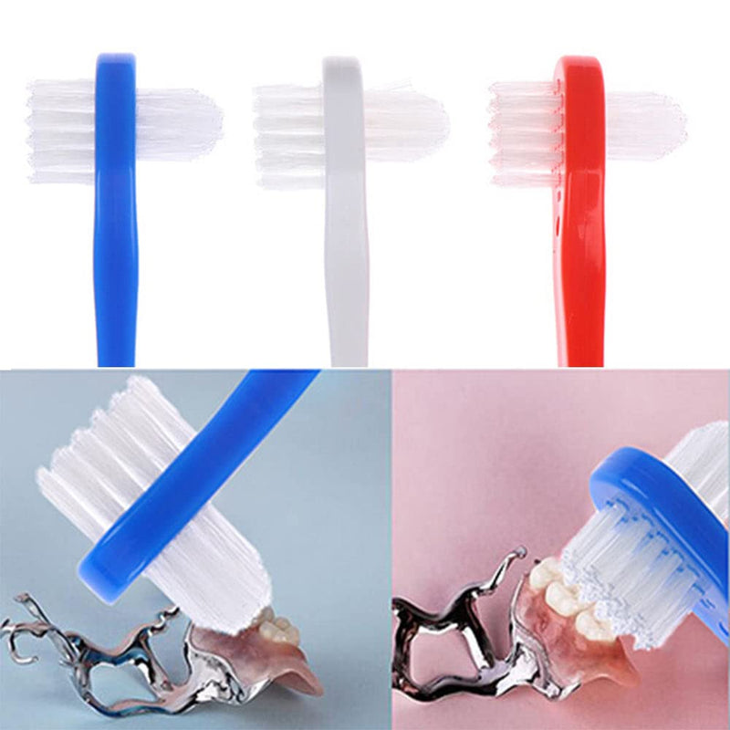 3Pcs Denture Brush Dual Head Toothbrushes Hard Denture Cleaning Brush Denture Toothbrush Cleaning Brush for Keeping Dentures Clean - BeesActive Australia