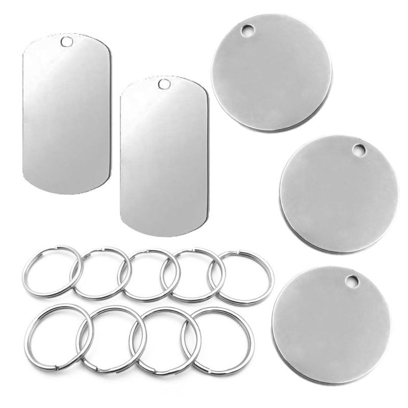 Dtoterul Stainless Steel Pendant Blank Pack of 20 Blanks Dog Tags Punching Blanks Dog Tags Key Ring Can Be Written On Blank Pendant Tags Round Key Ring DIY Making Kit - BeesActive Australia