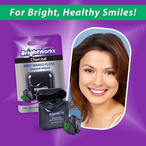 BrightWorks Dental Floss 55yd 4-Pack Charcoal Mint Waxed Black