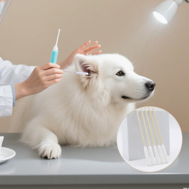 200 Pcs Pet Dog Ear Cleaner Cotton Buds, 15 cm Large Cotton-Buds Animal Ear Cleaning Cotton Swab Sticks Wax Remover for Cat Dog Ear-Wax Infection-Removal