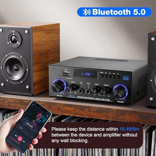 Facmogu AK-50 Bluetooth Stereo Audio Amplifier, RMS 50Wx2 Stereo Receiver