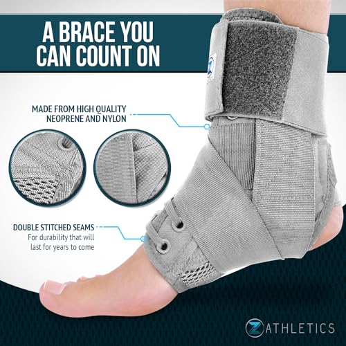 Z ATHLETICS Ankle Brace for Women & Men - Lace Up Adjustable Support with Side Stabilizers for Sprained Ankle, Achilles Tendonitis Relief | Basketball, Volleyball, Running & Sports Recovery