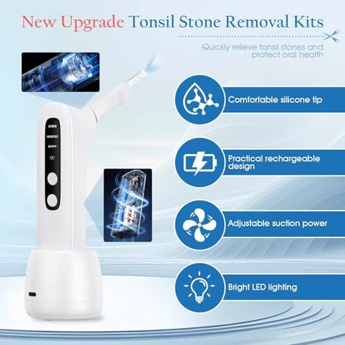 Upgraded Electronic Tonsil Stone Remover with 3-Speed Vacuum & LED Light