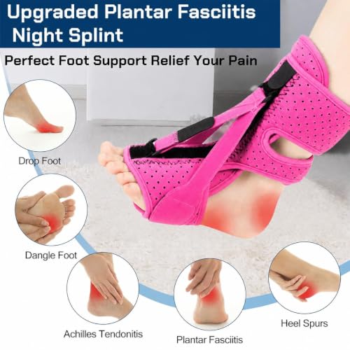 Plantar Fasciitis Night Splint-Upgrade 3 Adjustable Plantar Fasciitis Brace Pink