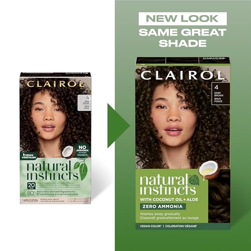 Clairol Natural Instincts Demi-Permanent Hair Dye, 4 Dark Brown | 3 Pack 5.85 Fl Oz (Pack of 3)