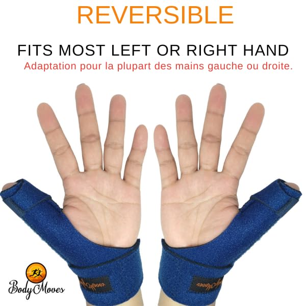 BodyMoves New Thumb Splint Brace Plus Finger Hot and Cold Gel Pack- tenosynovitis, Tendonitis, Trigger Thumb spica,Carpal Tunnel, CMC Adjustable wrist and Reversible Left Right Hand (Desert Sand) Desert Sand