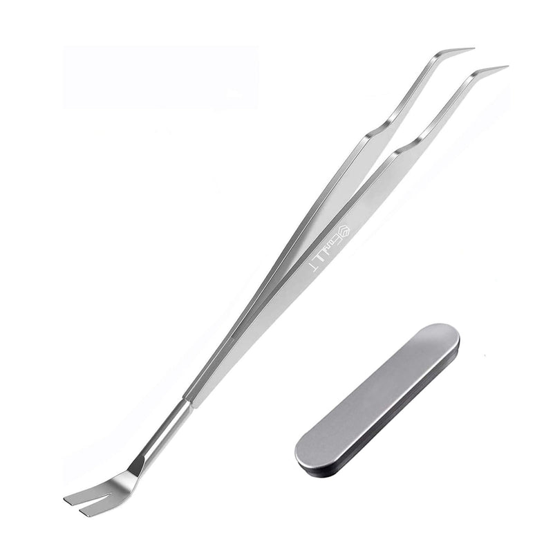 EasyULT 2 in 1 professional tick tweezers, tick tweezers and tick hook, made of high-quality stainless steel, easy to remove ticks, tick remover for humans, dogs, cats (with storage box) silver - BeesActive Australia