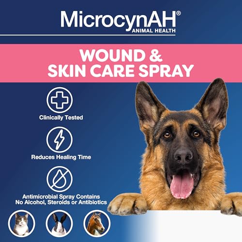 MicrocynAH Wound & Skin Care Spray for Cats, Dogs, Horses & Pets, 3oz Wound & Skin Care Liquid