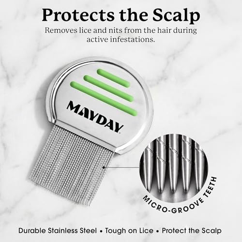 MAYDAY Lice Fighting Comb, Stainless Steel Removal Comb for Kids & Adults