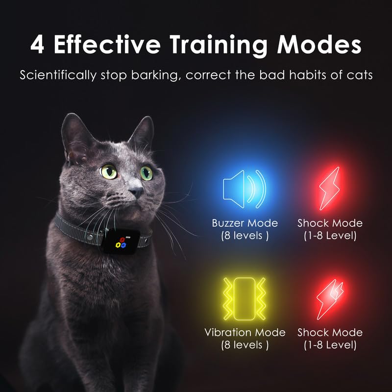 Cat Training Collar Cat Bark Collar with Remote Electric Cats Shock Collar 3300FT IP67 Waterproof 3 Training Modes Beep Vibration Shock Mode Top Meowing Effective for Bad Behavior Pink - BeesActive Australia
