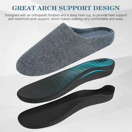 ERGOfoot Orthopedic Arch Support Slippers Women Men 11 Women/10 Men Grey