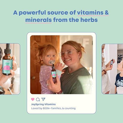 JoySpring Vital Vits - Kids Liquid Multivitamin - 1 fl oz (30 Servings) | Herbal Liquid Vitamins for Kids | Natural Flavor | Toddler Multivitamin with Elderberry, Spirulina, and More (Pack of 2) Vital Vits Drops 1 Fl Oz (Pack of 2)
