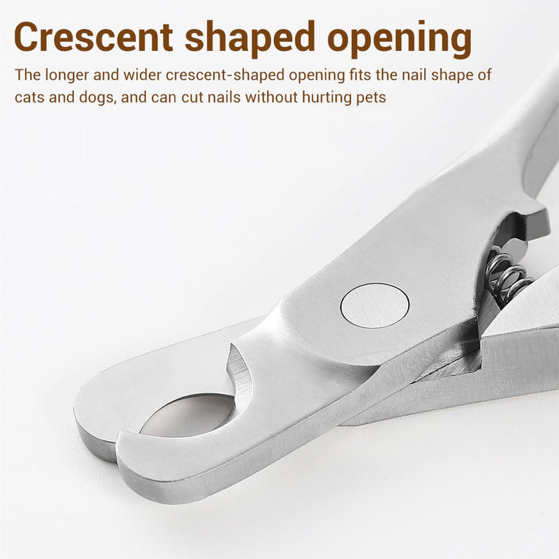 Cat Nail Clipper, Stainless Steels Pet Nail Cutters with Crescent-Shaped Cutter Avoid Overcutting for Dogs Cats Rabbits