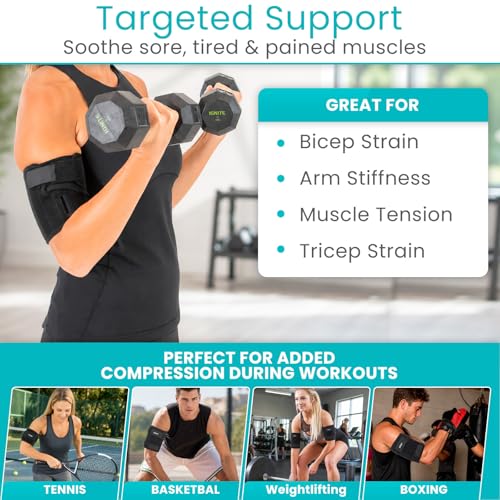 Vive Bicep Brace Compression Sleeve for Tendonitis - Upper Arm Tricep Black Medium