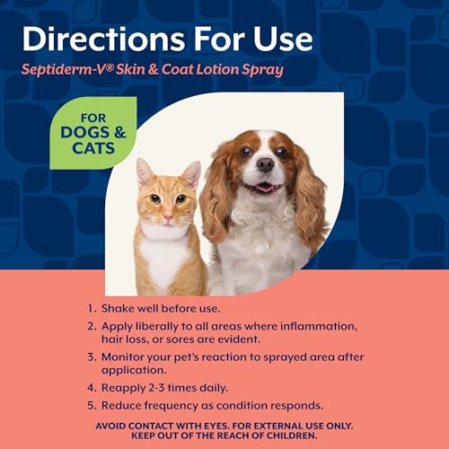 NaturVet Green Tree Septiderm-V Skin Care Lotion for Dogs & Cats – Pet Health Supplement for Dermatitis, Dog Skin Allergies, Itching, Hot Spots, Cat Rashes – Pet Lotion, Grooming Aid – 8 Oz. 8 Fl Oz (Pack of 1)