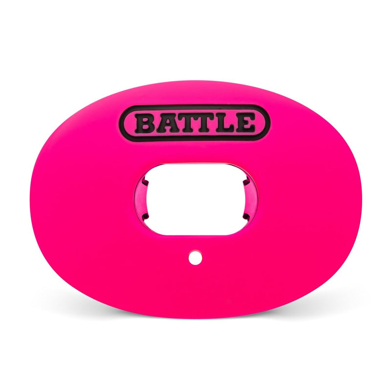 Battle Oxygen Lip Protector Mouthguard with Convertible Strap – Football and Sports Mouth Guard – Maximum Oxygen Supply – Mouthpiece Fits With or Without Braces – Impact Shield Covers Lips and Teeth One Size Pink