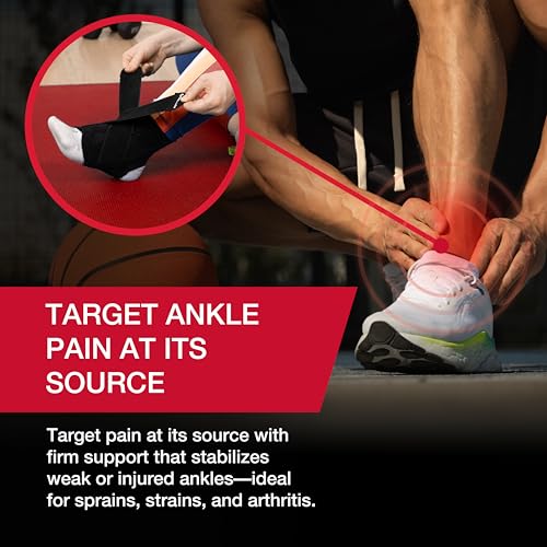 MUELLER Sports Medicine Adjustable Ankle Brace for Men and Women, Ankle Stabilizer for Compression and Pain Relief Support, Ideal for Sprains, Strains, Arthritis, Black, One Size 1 Count (Pack of 1)