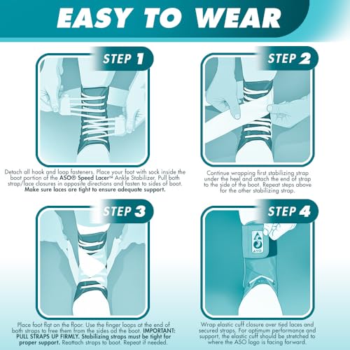 Med Spec ASO Speed Lacer Ankle Stabilizer Brace Sprain Support Black MD Medium