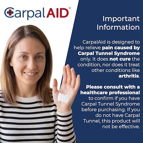 CarpalAid Version 2 Carpal Tunnel Pain Relief Patches - Professional Grade Adhesive Pain Patch Support, Alternative to Carpal Tunnel Tape and Brace for Wrist, Median Nerve Comfort - 6 Count 6 Patches