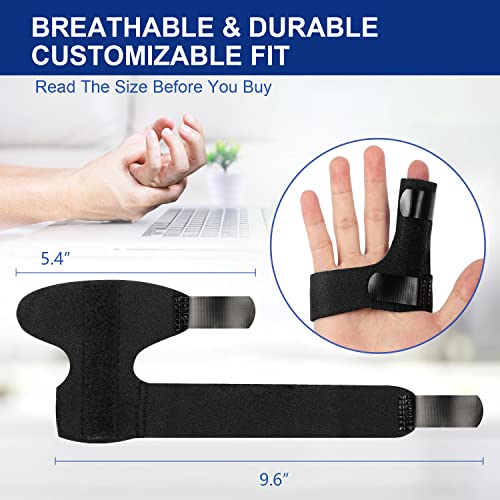 Promifun Finger Braces, 2 Pack Trigger Finger Splints for Straightening, Mallet Finger and Broken Finger, Finger Straighteners Provide Support and Relieve Pain - Black