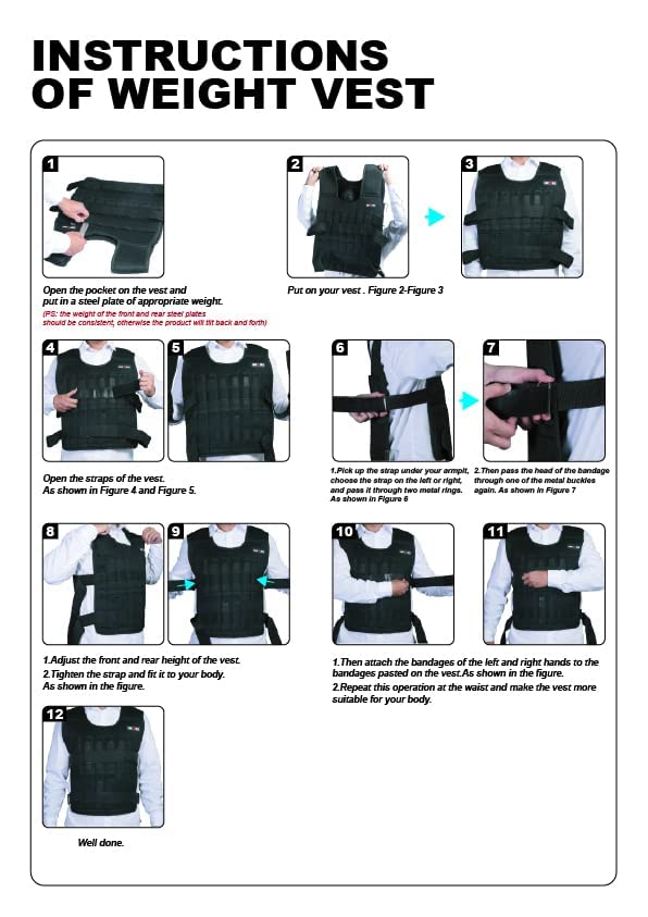 Adjustable Weighted Vest Plates, for Weights Vests or Ankle and Wrist, Workouts, Strength Training, Rustproof, Running, Walking, 0.44 LB/PCS Vest Only Without Weight
