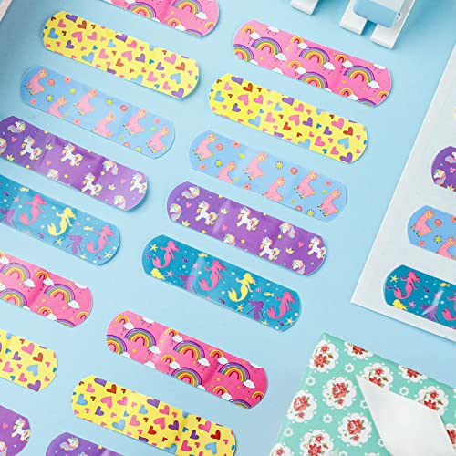 Tondiamo 600 Pieces 5 Styles Cartoon Bandages for Kids Flexible Adhesive Colorful Strips Waterproof Cute Bandages for Girls Repair Tape Knuckle Stickers Protection Care for Cuts Scrapes Burns - BeesActive Australia