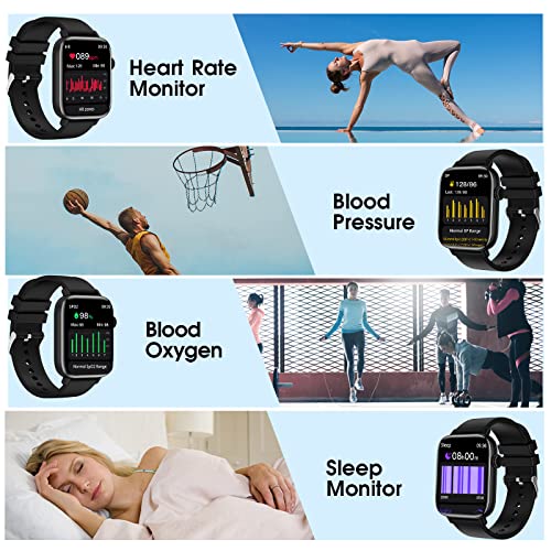 Smart Watch for Android iPhone, 1.9" Fitness Tracker with (Answer/Make Calls) IP 67 Waterproof Sport Digital Watches, Blood Pressure Heart Rate Monitor Step Counter Sleep Tracker Black