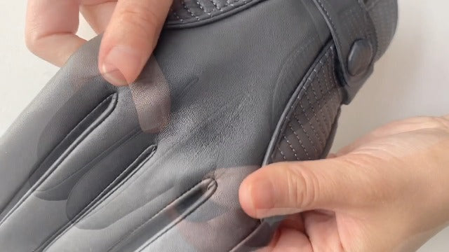 FIORETTO Men’s Winter Leather Gloves – Chrome-Free Sheepskin Driving Gloves with Cashmere Lining & Touchscreen M16516 Small Gray