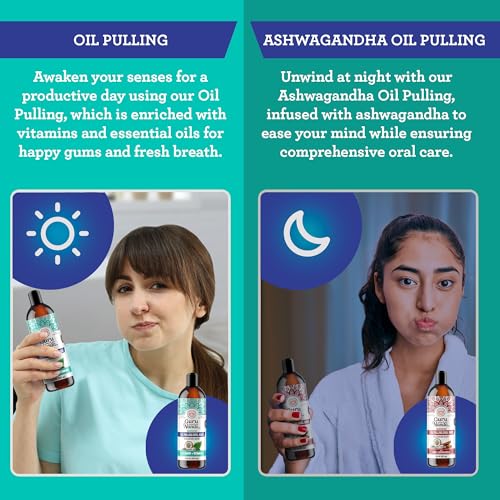 GuruNanda Advanced Oil Pulling & Coconut Oil Pulling Bundle with Toothbrush, Tongue Scraper - for Happy Teeth & Gums & Bad Breath