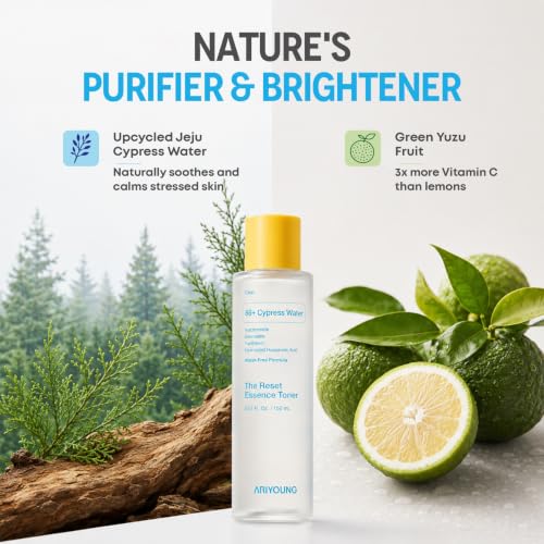 Reset Essence Toner, Hydrating Face Toner with 86% Hinoki Cypress Water for Dry & Sensitive Skin, Oligo Hyaluronic Acid, Panthenol, Korean Skincare, 5.07 fl oz