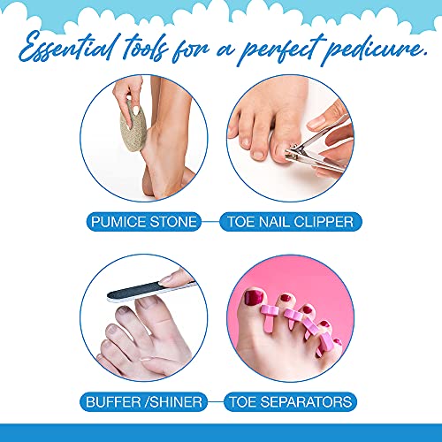 Flowery Pro Pedicure Kit, Complete Pedicure Tools to Trim, Shape, Smooth and Shine Fingernails and Toenails