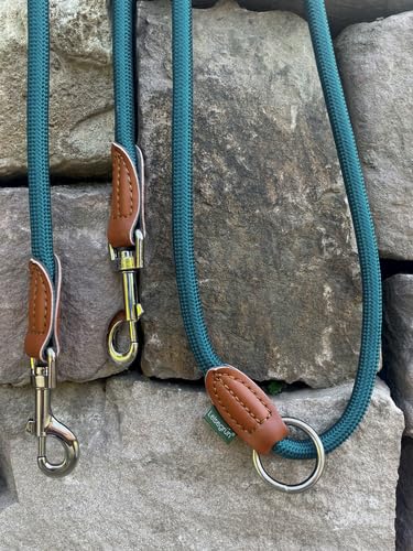 Quiet green adjustable dog leash 2m | Freehand & 3-way adjustable | Only 260g light | For Large Dogs - Petrol Blue Barrier Reef - BeesActive Australia