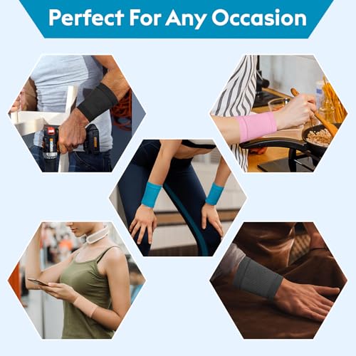 KEKING Compression Wrist Sleeves - 2 pairs (Black, Medium+ Grey, Medium)