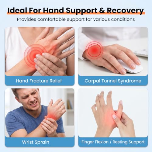Stroke Resting Hand Splint with Finger Support - Night Immobilizer & Wrist Brace for Flexion Contractures, Carpal Tunnel, Arthritis, Stroke Recovery Pain Relief (Medium, Left Hand) Medium