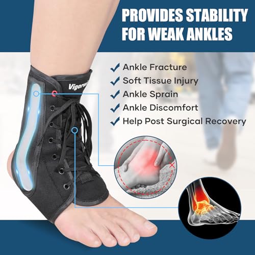 Lace up Ankle Brace 1Pcs Ankle Stabilizer Brace for Men Women M Medium Dark Black