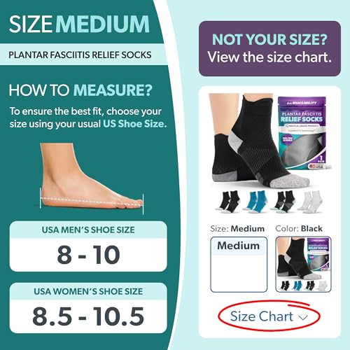 BraceAbility Plantar Fasciitis Relief Bundle - Compression Socks and Night Splint Sock for Heel Pain, Achilles Tendonitis and Foot Stretching Support (M Black)