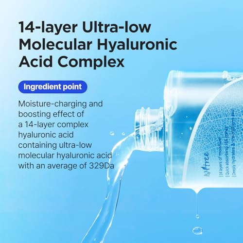 ISNTREE Ultra-Low Molecular Hyaluronic Acid Toner | Korean Hydrating Toner with Hyaluronic Acid | Quick-Absorbing Facial Toner for Deep Hydration, Fragrance-Free, 10.14 fl oz