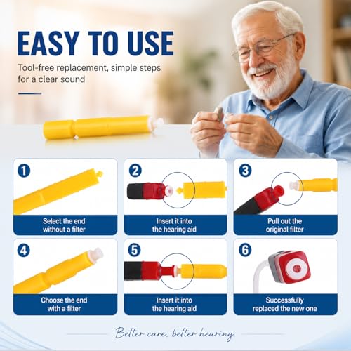 （80Pcs）Starkey Hear Clear Hearing Aid Wax Guards Filters Starkey Wax Guards 1.5MM-80 Pcs Yellow