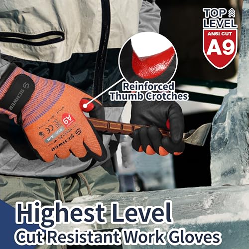 Schwer FreezeGuard-X Winter Work Gloves for Men and Women, ANSI A9 Cut Resistant Glove for Extreme Protection, Freezer Gloves With Super Grip, Thermal Insulated, PM3326-W (XXL,1 Pair) 1 pair XX-Large Winter Orange