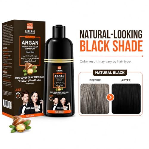 Dark Brown Hair Dye Shampoo, 2-in-1, 420ml, Gray Coverage Dark Brown