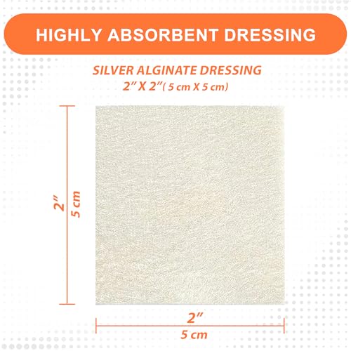MedVance Silver Calcium Alginate Sterile Absorbent Dressing, 2"x2" Box of 5 2"x2" Silver Silver 5 Pack
