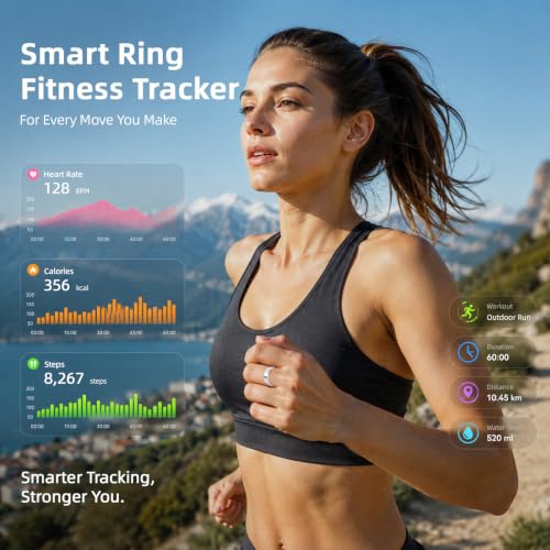 Smart Ring for Women & Men, Fitness Tracker Health Ring(Silver, 8) Silver #8