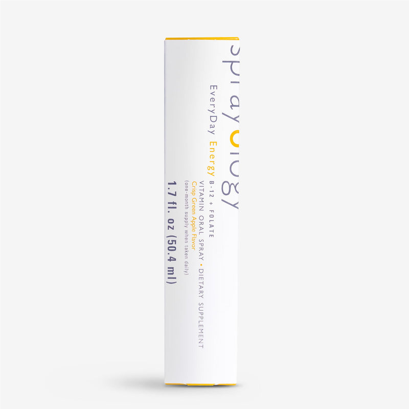 Sprayology EveryDay Energy | Vitamin B12 and Folate Supplement Spray | Vegan Oral Spray for Energy, Metabolism & Brain Support | All-Natural, Gluten-Free & Lactose-Free | 30 Day Supply (1.7 fl oz)