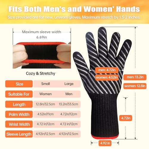 HandLove BBQ Gloves, Oven Gloves with Fingers – Heat Resistant Gloves for Grilling | Silicone Grip, Long Cuff Mitts - Kitchen & Outdoor Barbecue, Cooking, Baking, Pink L