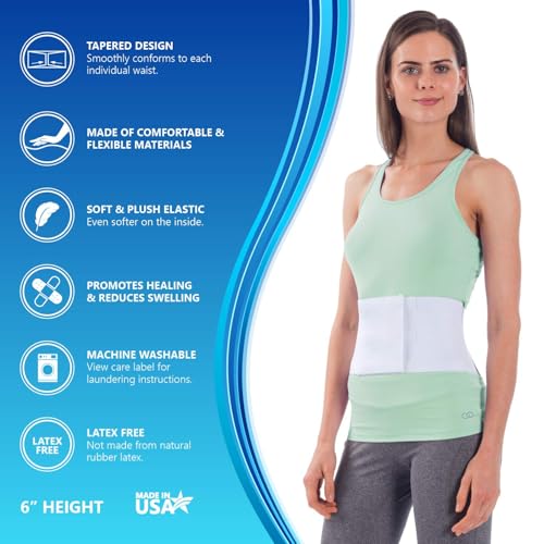 NYOrtho Tapered Abdominal Binder - Firm Compression Wrap - Breathable Stomach Support Post Injury or Surgery - with Contoured Body-Specific Design - 24-30 Inch - Made in USA 6 Inch High