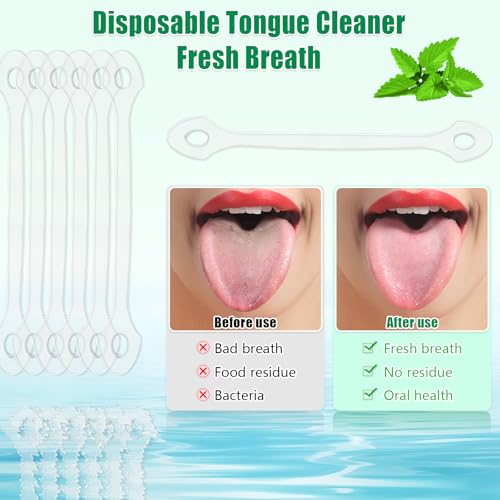 100 Count Disposable Tongue Scraper, Plastic Tongue Cleaner for Adults Kids 100 Count