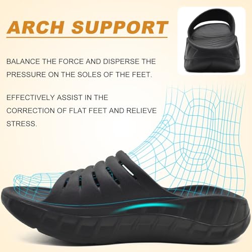 KuaiLu Mens Orthotic Recovery Sandals Arch Support Slides Plantar Fasciitis 11 Black