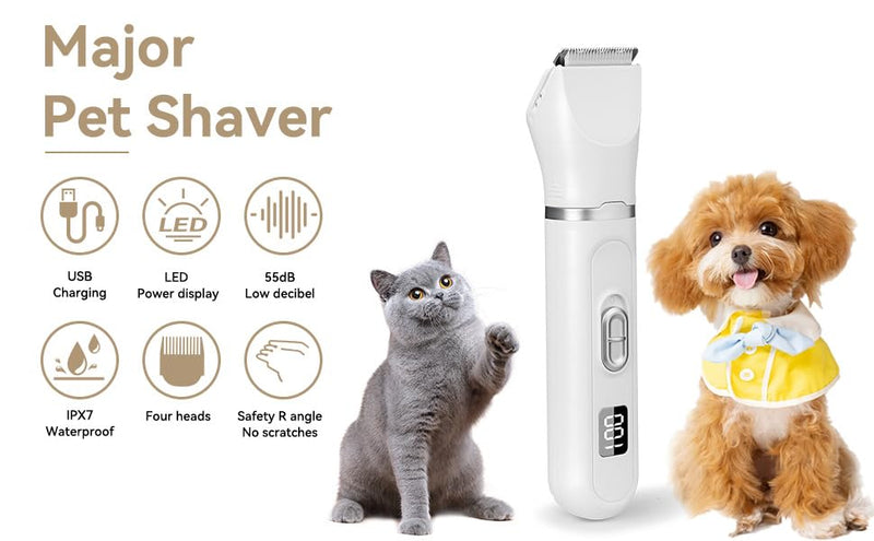 6-in-1 Quiet Dog Paw Trimmer and Nail Grinder with Stainless Steel Scissor & Comb, Long-Lasting Dog Grooming Clippers Kit, Rechargeable Dog Nail Trimmers with IPX7 Waterproof - BeesActive Australia